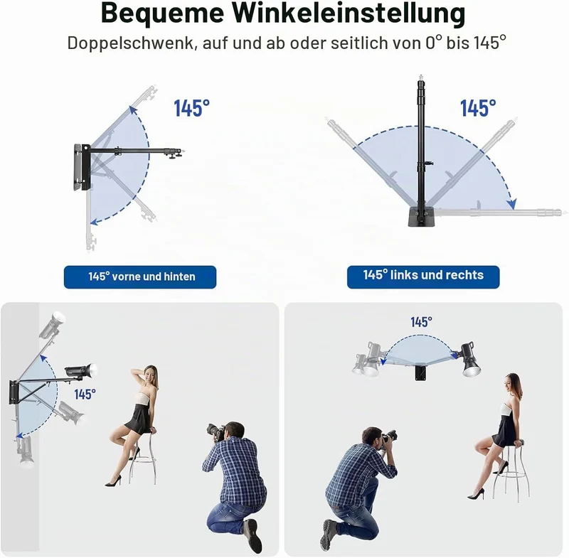 NEEWER Wandmontage Dreieck Boom Arm für Fotografie Blitzlicht, Monolight, Softbox, Regenschirm, Refl