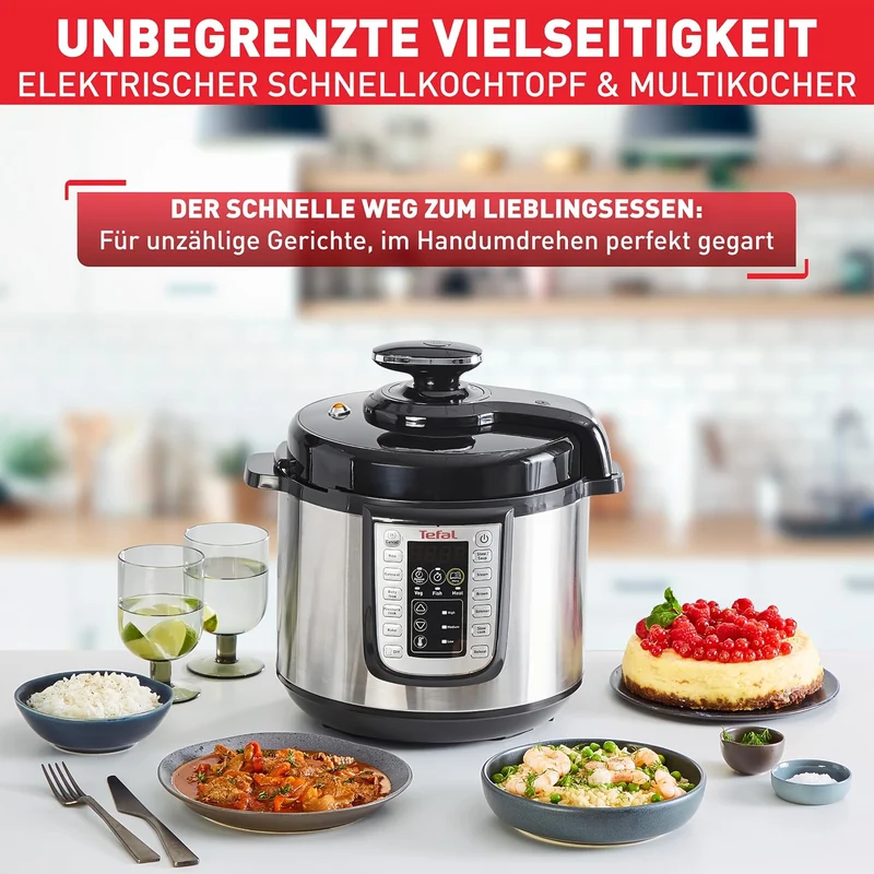 Tefal Fast & Delicious Multikocher, elektrischer Schnellkochtopf, 25 automatische Programme, grosses