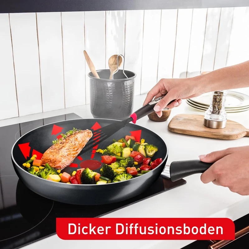 Tefal Hard Titanium Essential Bratpfanne 28 cm *+/- 0,5 cm, Antihaftversiegelung, Thermo-Signal bei