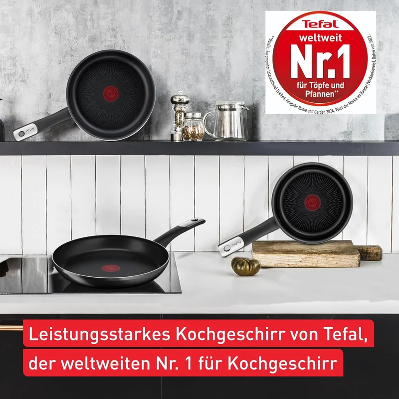 Tefal Hard Titanium Essential Bratpfanne 28 cm *+/- 0,5 cm, Antihaftversiegelung, Thermo-Signal bei