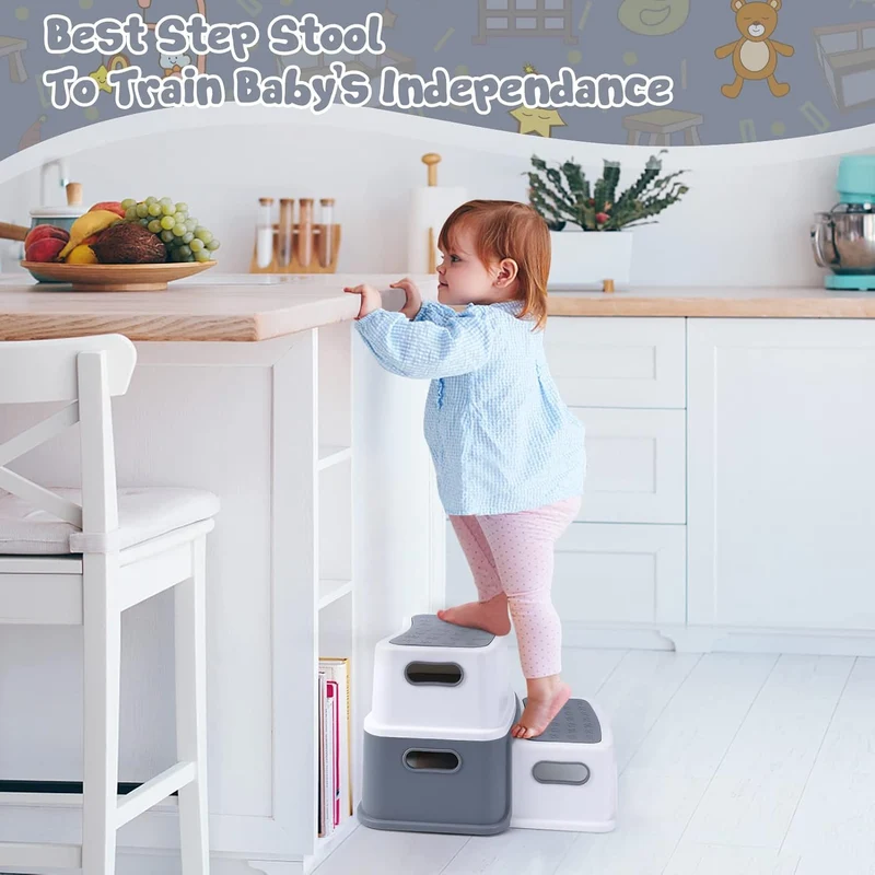 GarveeHome Tritthocker Kinder – Kleiner Kinderhocker aus Kunststoff, rutschfest mit Anti-Rutsch-Füss