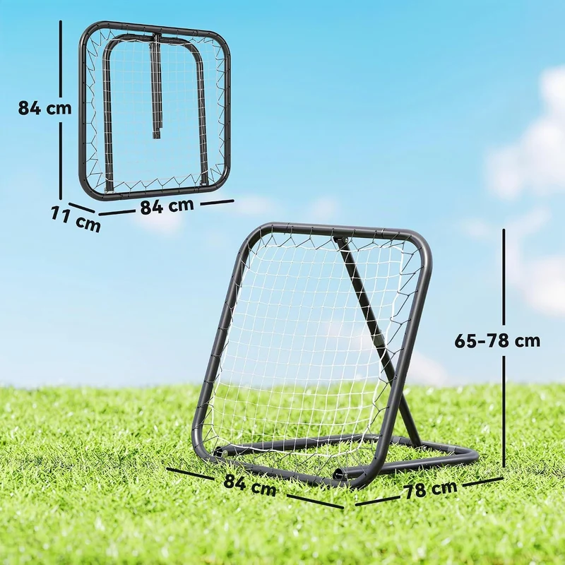HOMCOM Rebounder für Fussball, 78 x 84 cm Prellwand mit Heringen, verstellbar in 5 Stufen, tragbar,