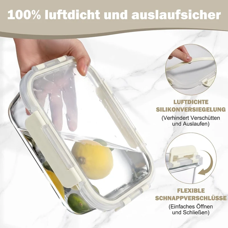 YASHE Glasbehälter mit Deckel, 12 Teile Stapelbar & Luftdicht Meal Prep Boxen Glas für Spülmaschine,