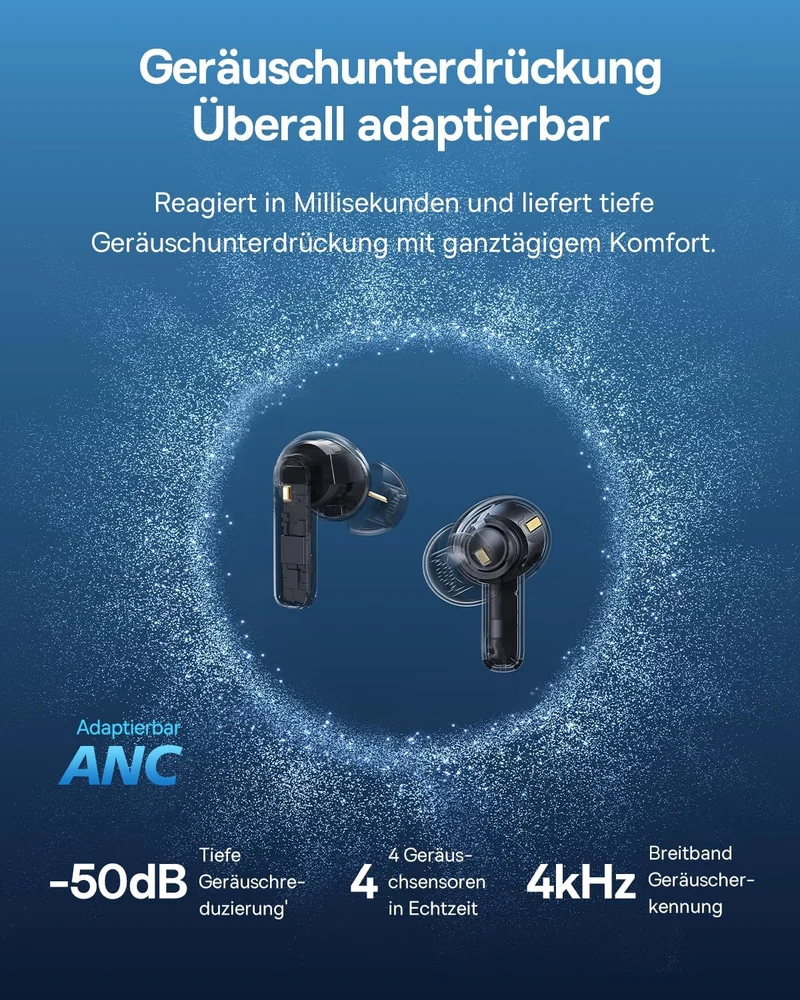Baseus EP10 Pro In Ear Kopfhörer Bluetooth Noise Cancelling, Bluetooth Kopfhörer mit -50 dB Geräusch