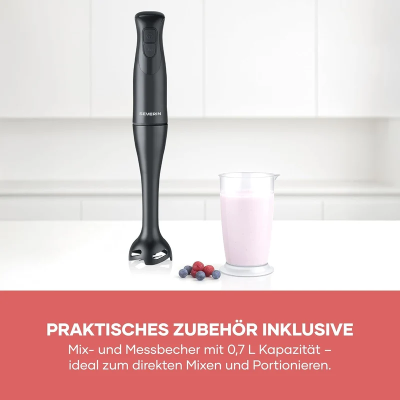 Severin Stabmixer inkl. 700ml Mix- & Messbecher, zum Pürieren und Zerkleinern, Mixstab, abnehmbarer