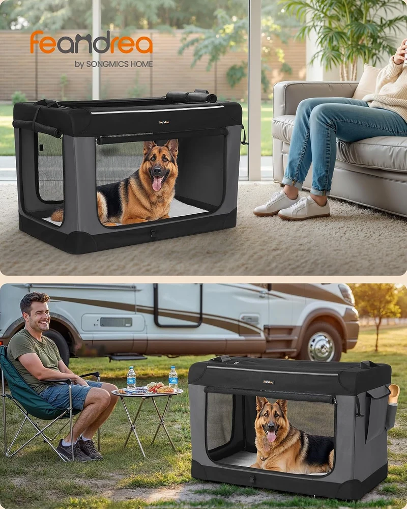 Feandrea Hundebox faltbar, 106,7 cm Transportbox für grosse Hunde, Hundetasche, Oxford-Gewebe, mit 4
