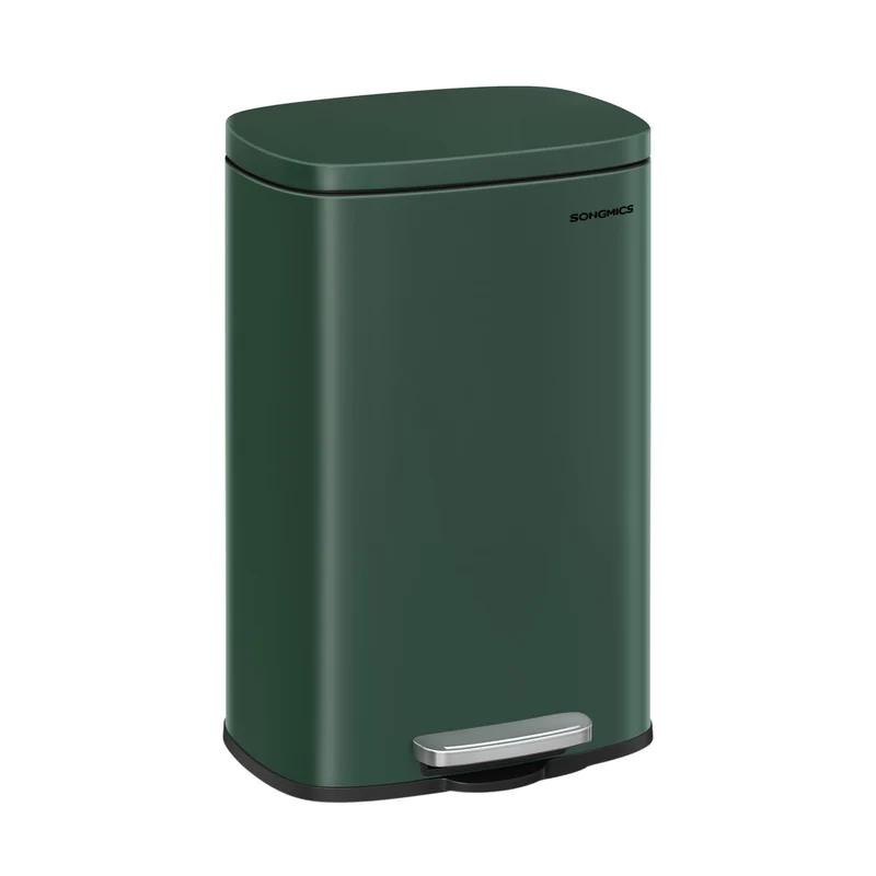 SONGMICS Mülleimer Küche, 50 Liter, Abfalleimer, Treteimer, mit Deckel, Softclose, Fusspedal, Stahl,