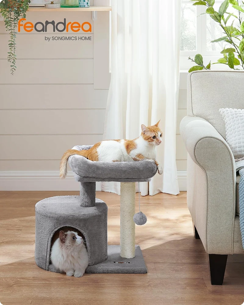 Feandrea Kratzbaum klein, Katzenbaum mit Sisalstamm, Katzenkratzbaum mit gepolsterter Plattforme, fü