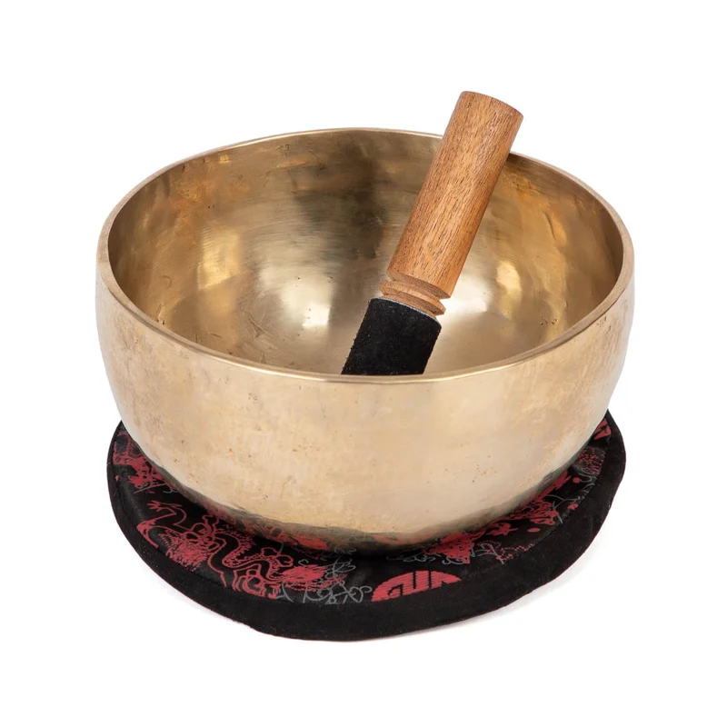 Bodhi Tibetische Klangschale Ø 19 cm | Handgefertigtes Klangschalen Set inkl. Kissen & Klöppel | Sin