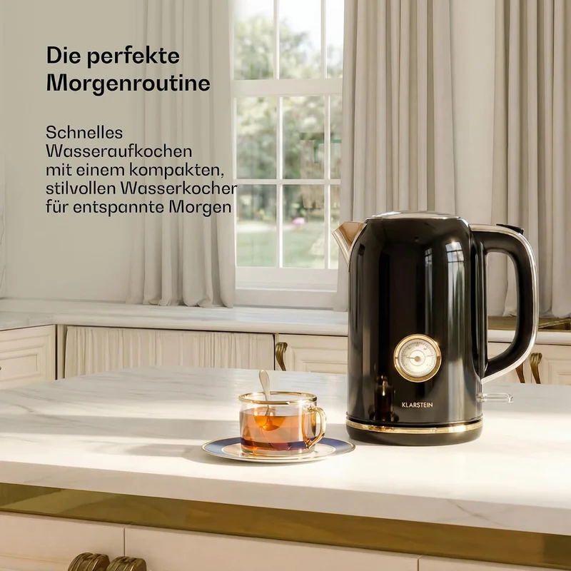 Klarstein Victoria Wasserkocher 1,7 L – Retro-Wasserkocher 2200 W, Vintage-Design, herausnehmbarer K