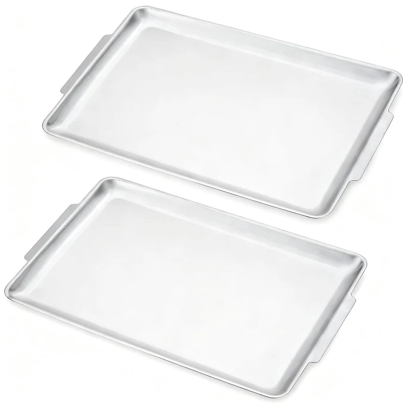 40x28cm grosse Serviertablett, 2er Set,robuste grosse Servierplatten aus Edelstahl,Splitter- und Kra