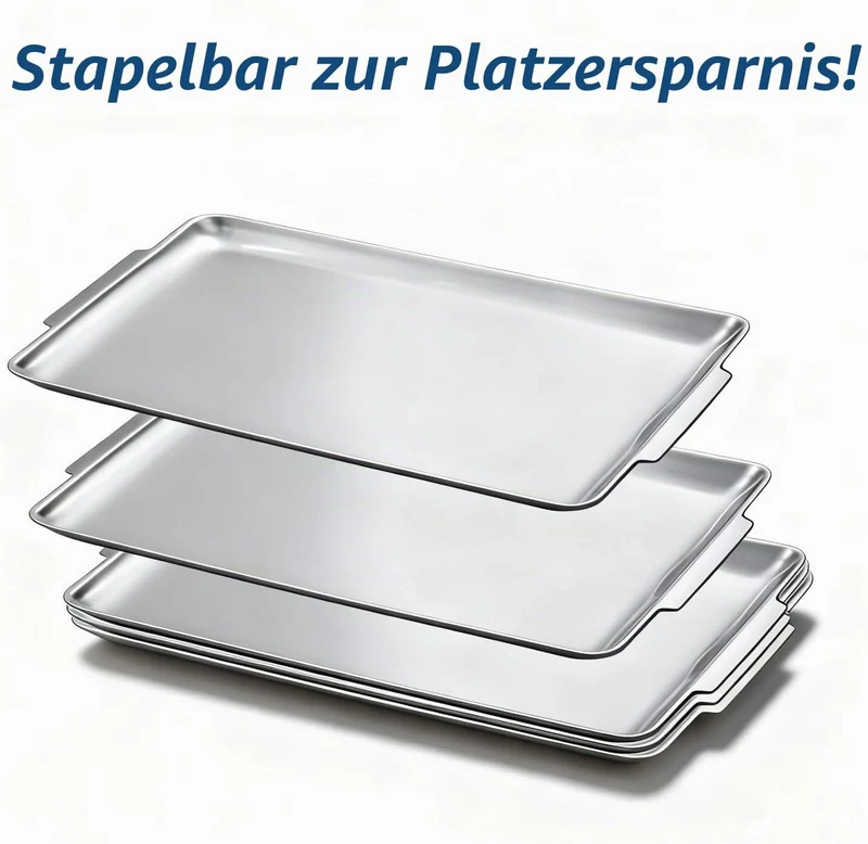 40x28cm grosse Serviertablett, 2er Set,robuste grosse Servierplatten aus Edelstahl,Splitter- und Kra