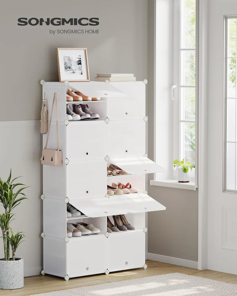 SONGMICS Schuhregal, Schuhschrank, für Garderobe und Eingangsbereich, anpassbar, 10 Fächer, für bis