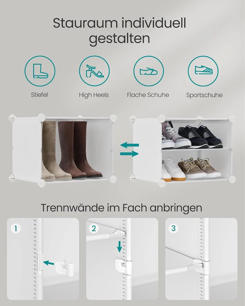 SONGMICS Schuhregal, Schuhschrank, für Garderobe und Eingangsbereich, anpassbar, 10 Fächer, für bis