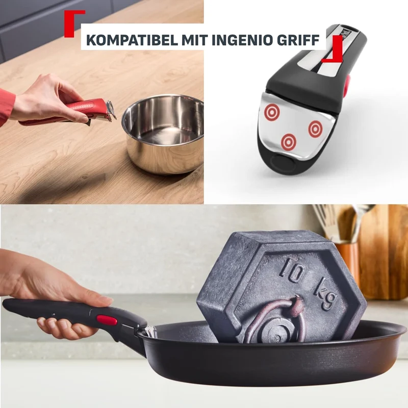 Tefal Ingenio Comfort Max 4-tlg. Pfannen-Set, extrastarker Boden, unversiegelt, platzsparend, Thermo
