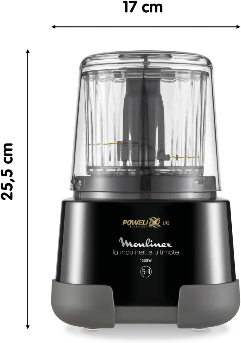Moulinex La Moulinette Ultimate, Elektrischer Zerkleinerer, 350 g bzw. 550 ml Fassungsvermögen, 5 Fu