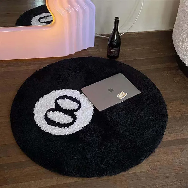 MZYZPPBD 8 Ball Teppich Rund Tufting Weich Simulation Billiard Teppich Anti-Rutsch Badematte Kinder