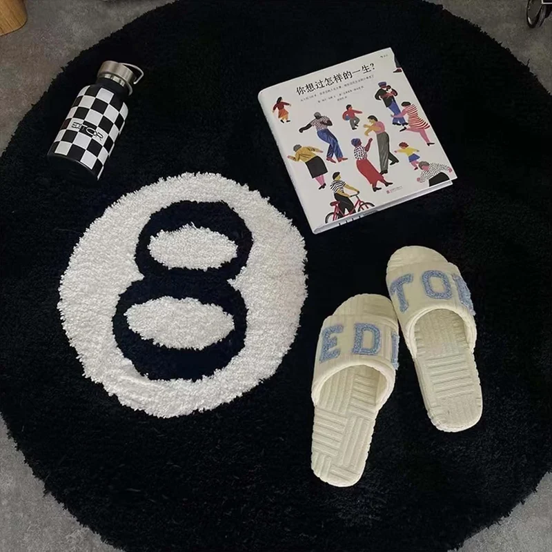 MZYZPPBD 8 Ball Teppich Rund Tufting Weich Simulation Billiard Teppich Anti-Rutsch Badematte Kinder