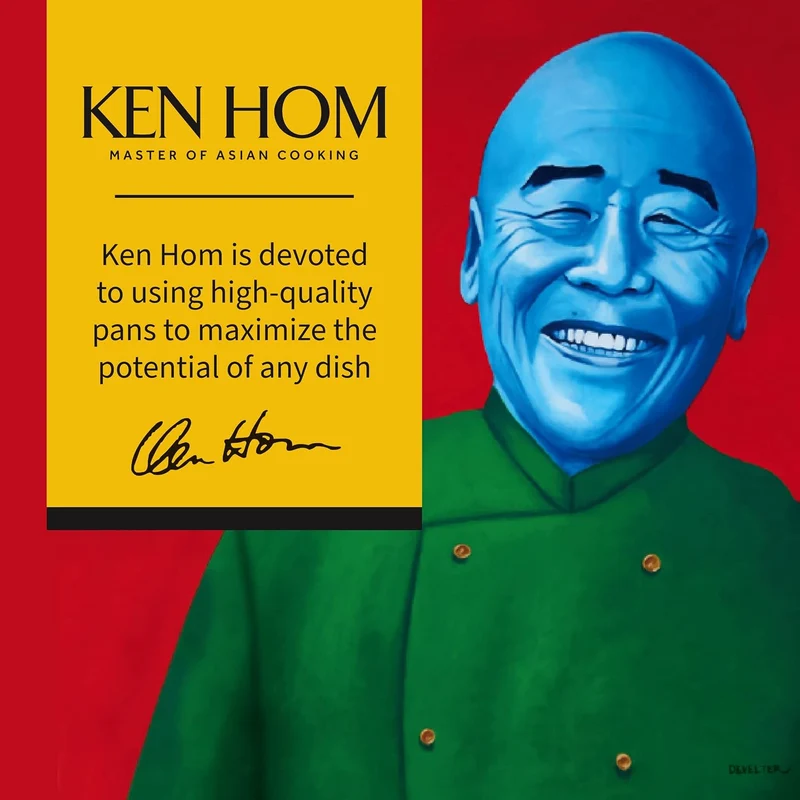 Ken Hom KH320001 Carbonstahl Mini Wok, 20cm, Classic, Nicht-Induktion/Holzgriff/Pfanne mit Flachem B