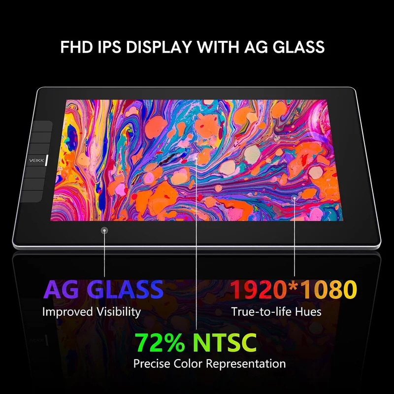 Grafiktablett mit Display,VEIKK VK1200 11,6 Zoll Zeichentablett mit Display mit 120% sRGB Bildschirm