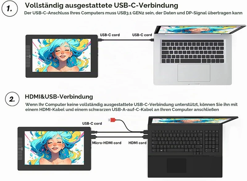 Grafiktablett mit Display,VEIKK VK1200 11,6 Zoll Zeichentablett mit Display mit 120% sRGB Bildschirm