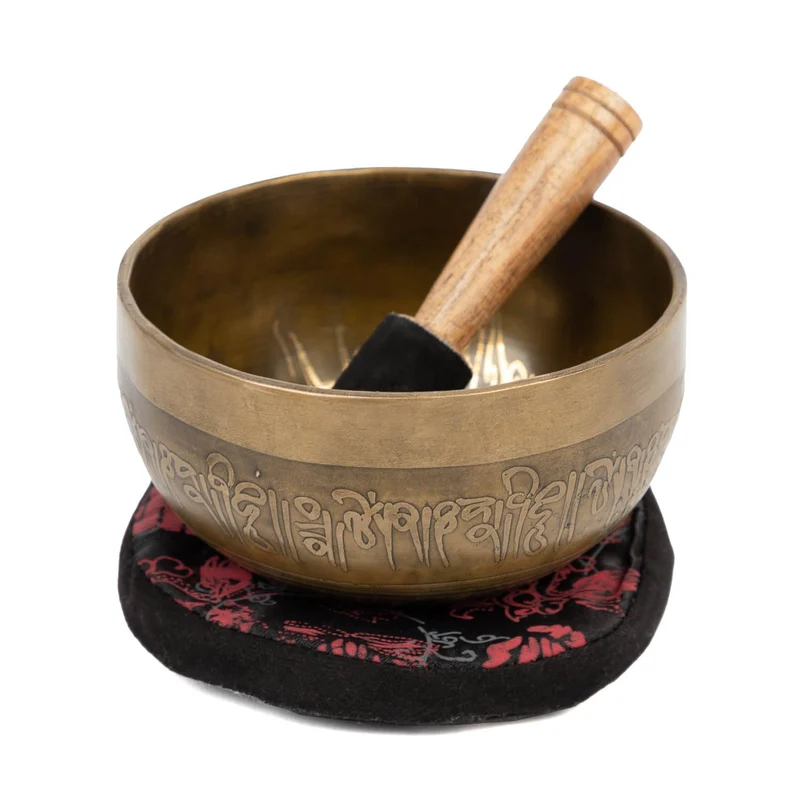 Bodhi Tibetische Klangschale Ø 11 cm | Singing Bowl mit Buddha Gravur | Handgefertigtes Klangschalen