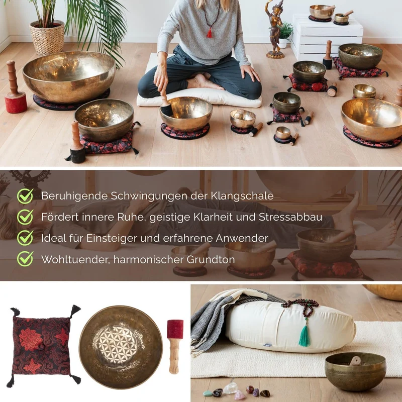 Bodhi Tibetische Klangschale Ø 11 cm | Singing Bowl mit Buddha Gravur | Handgefertigtes Klangschalen