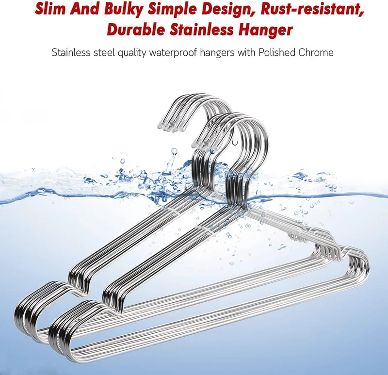 Puersit 50 Piece Edelstahl Kleiderbügel 42 cm Metall Kleiderbügel, Hosenbügel, Kleiderbügel, Robuste