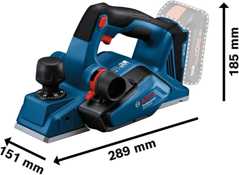 Bosch Professional 18V System Akku-Hobel GHO 18V-26 (bürstenloser Motor, inkl. Staubbeutel, Parallel