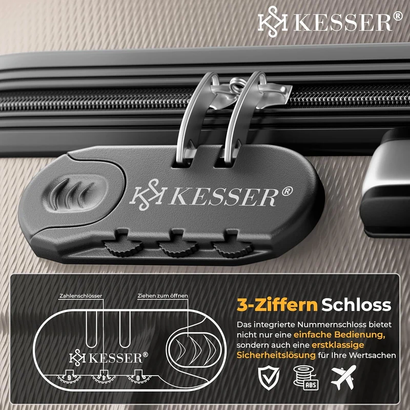 KESSER® 3tlg. Hartschalenkofferset Hard Shell Basic Hartschalenkoffer Trolley Koffer Reisekoffer Rei