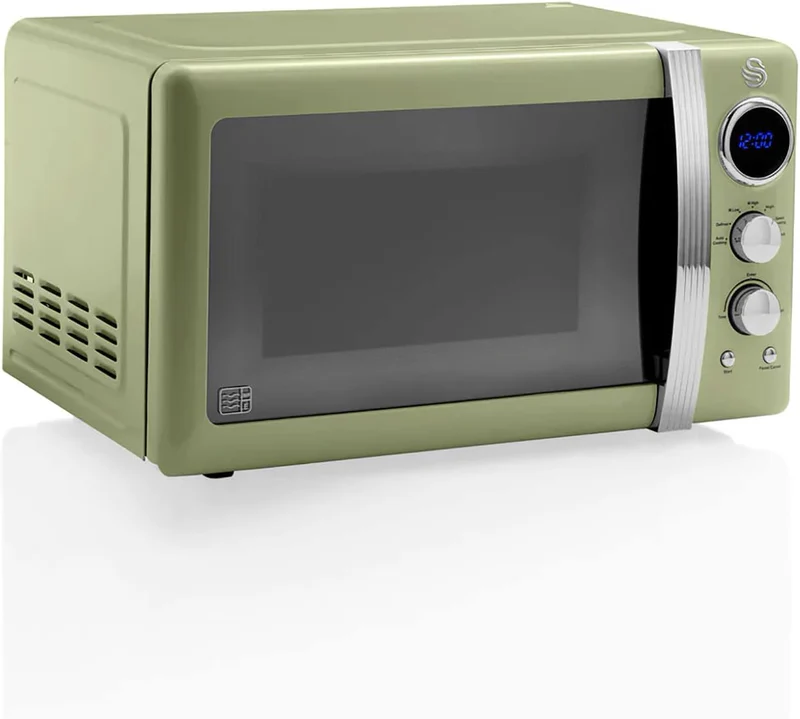 Swan Retro SM22030GNEU Digital Mikrowelle 20L, 5 Leistungsstufen, Auftaufunktion, 60 Minuten Timer,