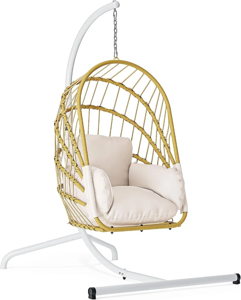 YITAHOME Hängesessel mit Kissen, Max. Belastung 150kg, Hängesessel Outdoor mit Gestell Körbe 195x120