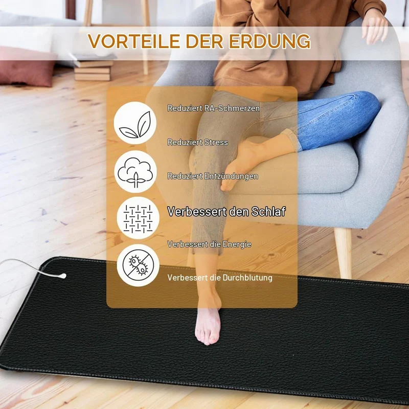 GRUENERDE Erdungsmatte Geerdet Mauspad Grounding Pad Erdungprodukt mit EU Erdungskabel Sicher (25x65