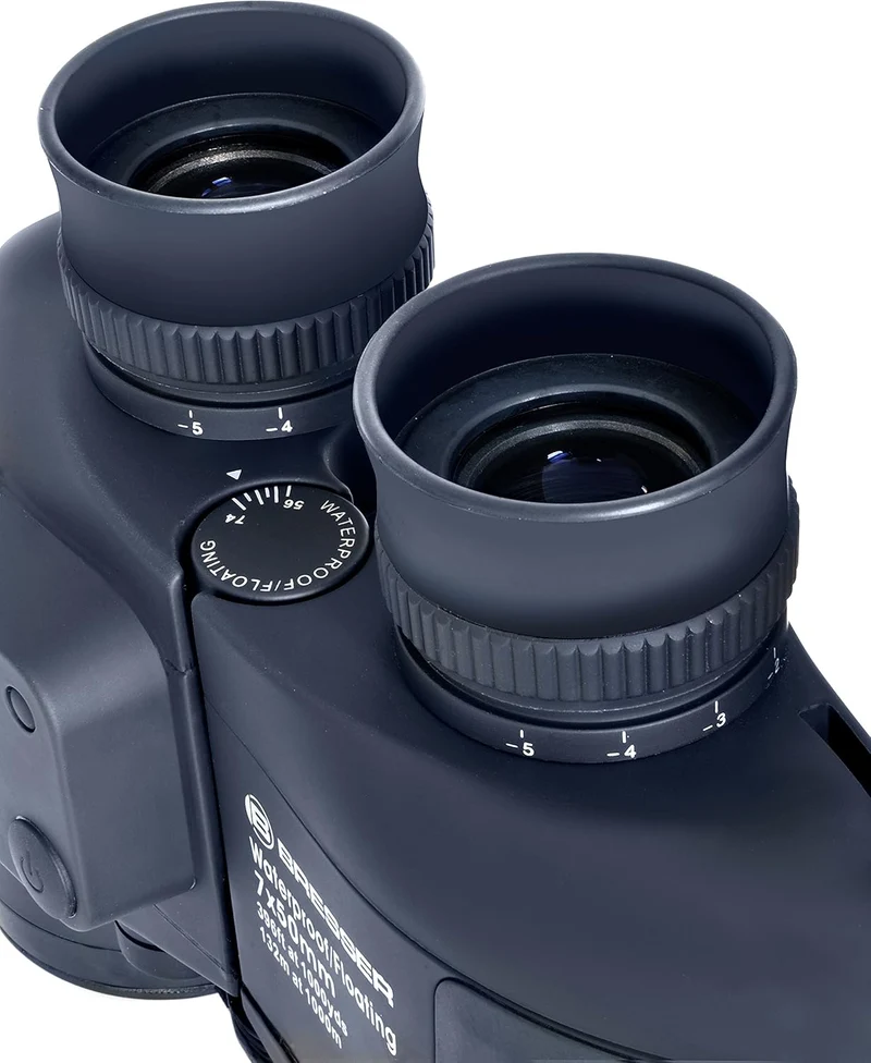 Bresser Fernglas Nautic 7x50 wasserdicht mit 360° Kompass, Strichplatte zur Entfernungs- und Grössen