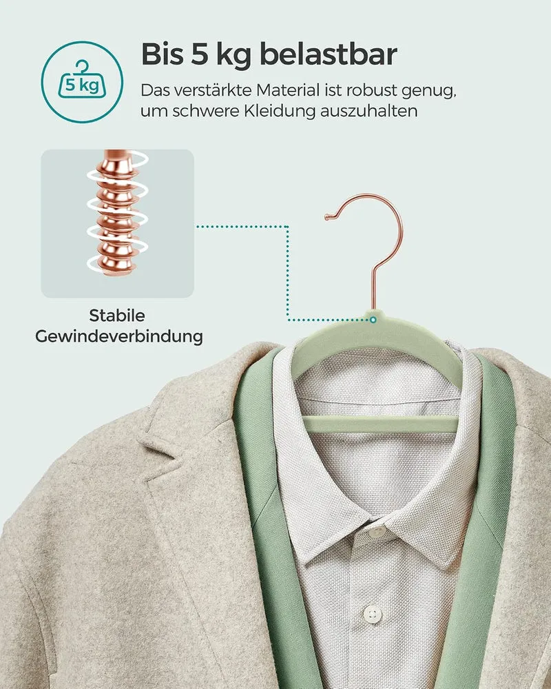 SONGMICS Kleiderbügel Samt, 50er Set, Bügel, rutschfest, kleine Stange für Krawatten, 360° drehbarer
