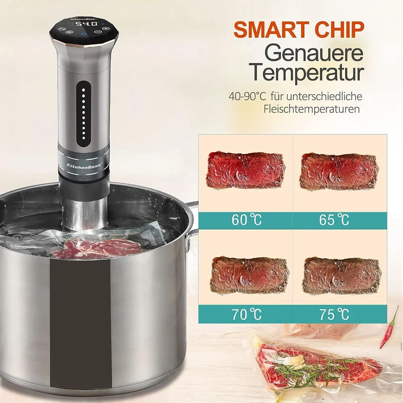 KitchenBoss Sous Vide Garer G300 Stick Präzisionskocher • Timerfunktion • 3D Zirkulation • Präziser