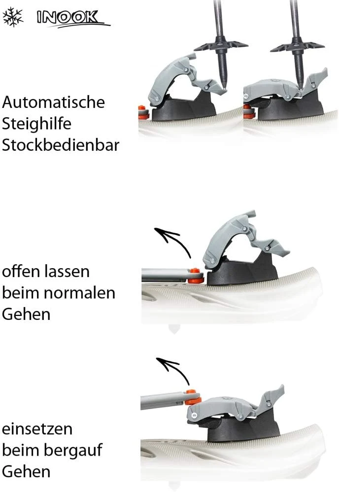 Inook AXL Schneeschuhe I Schneeschuhe mit Steighilfe I EU 34-42 I Schneeschuh Set mit praktischer Sc