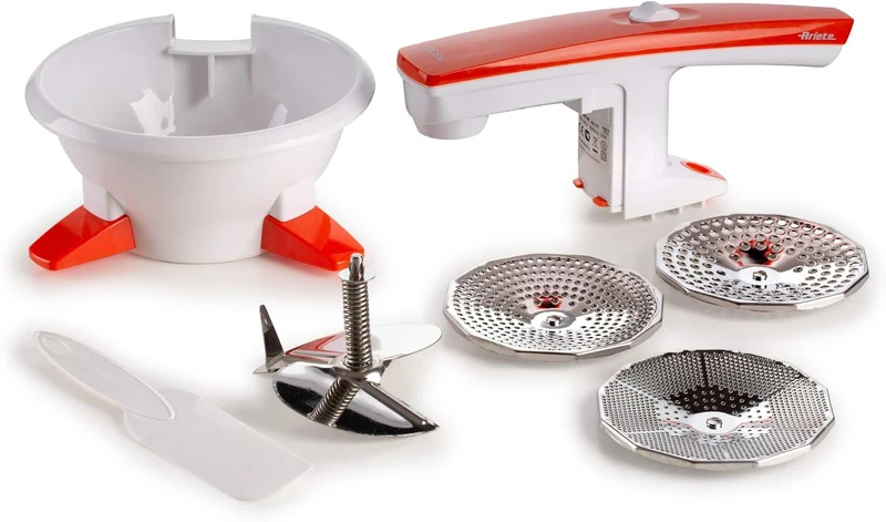 Ariete 261 Passì, elektrisches Passiergerät, 3 Scheiben aus Edelstahl, demontierbar, Orange