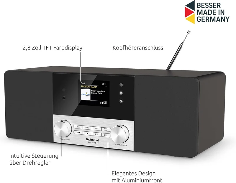 TechniSat DIGITRADIO 4 C - Stereo Digital-Radio (DAB+, UKW, Farbdisplay, Bluetooth-Audiostreaming, K