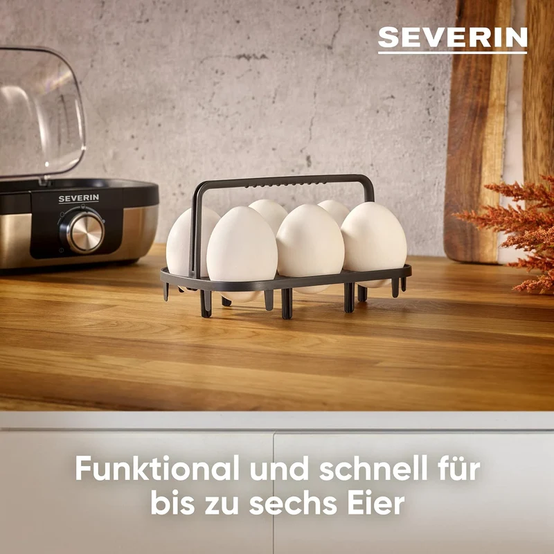 SEVERIN Eierkocher für 6 Eier mit elektronischer Kochzeitüberwachung, inkl. Messbecher mit Eierstech