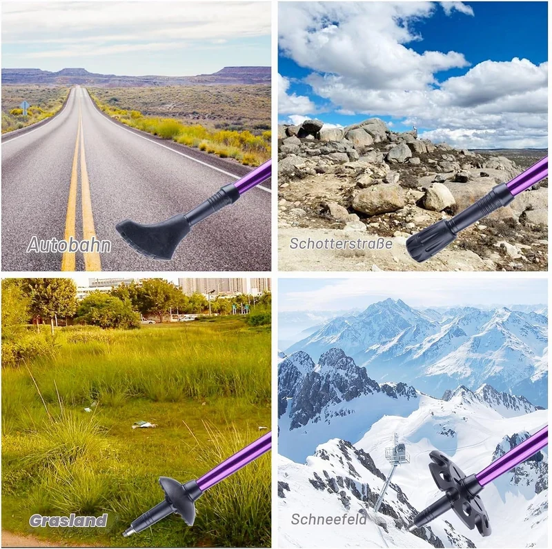 Wanderstöcke Faltbar 105-125 cm 7075 Aluminium, 2 Nordic Walking Stöcke mit Klemmverschluss, 4 Paar