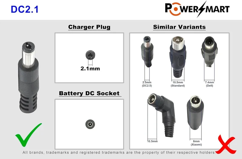 PowerSmart 36V-42V 2A Ladegerät Ersatz für NAVEE N20, N30, N40, DC 5.5 * 2.1mm