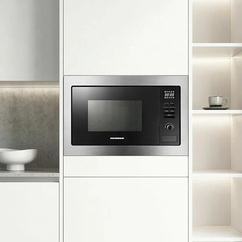 HEINNER HMW-MDBI25GDIX Einbau-Mikrowellenofen mit Digitalsteuerung und 1000W Grill (Edelstahl) – Ink