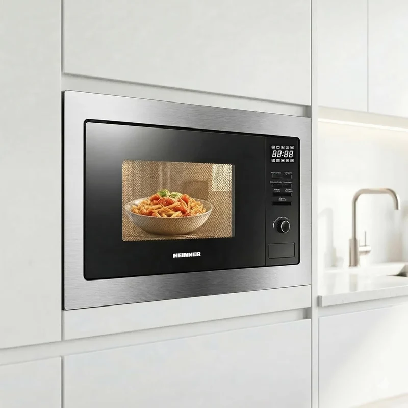 HEINNER HMW-MDBI25GDIX Einbau-Mikrowellenofen mit Digitalsteuerung und 1000W Grill (Edelstahl) – Ink