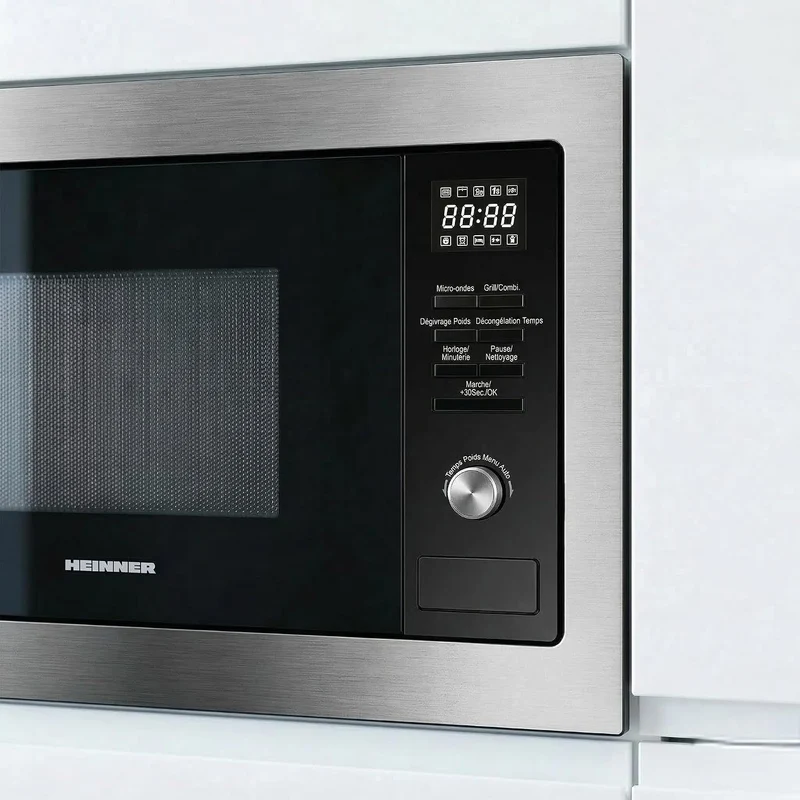 HEINNER HMW-MDBI25GDIX Einbau-Mikrowellenofen mit Digitalsteuerung und 1000W Grill (Edelstahl) – Ink