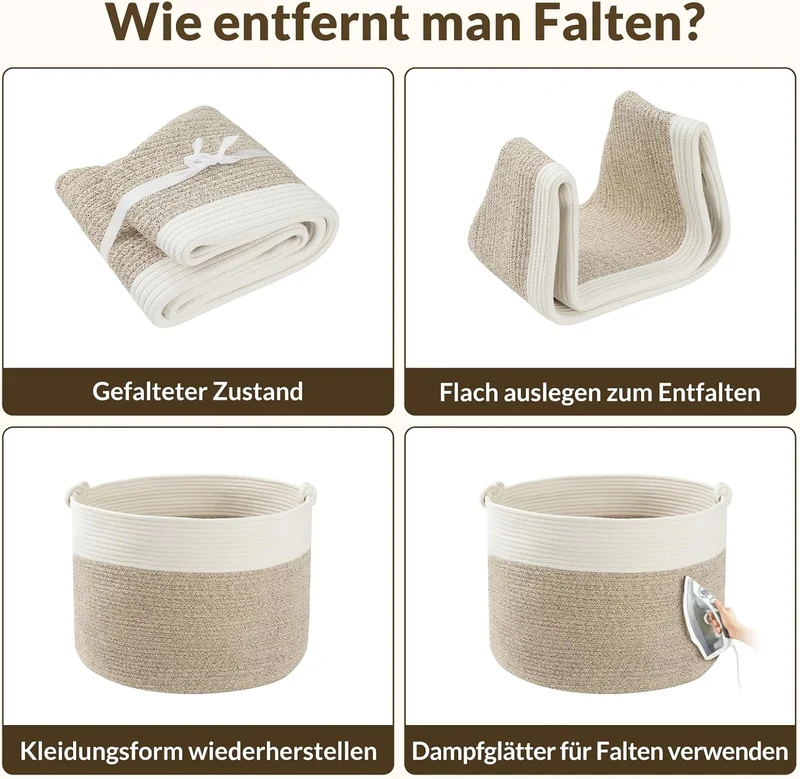 COSYLAND Aufbewahrungskorb Gross für Wohnzimmer, geflochtener Wäschekorb aus Baumwollseil, Wollkorb/