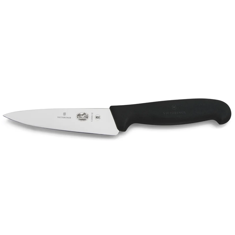 Victorinox Fibrox Kochmesser, Kleines Universalmesser für Obst und Gemüse, 12 cm, Gerade Klinge, Sch
