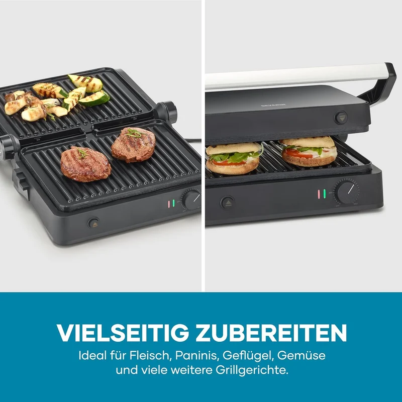 SEVERIN SEVINI Lite, Kontaktgrill für Fleisch, Fisch & Gemüse, Keramikbeschichteter Sandwich-Maker f