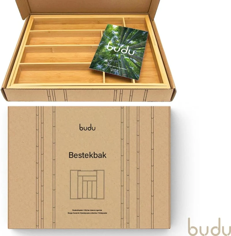 budu Besteckkasten #43 (Tiefe 43cm) aus Bambus - Schubladen Ordnungssystem für die Küche - Besteckka