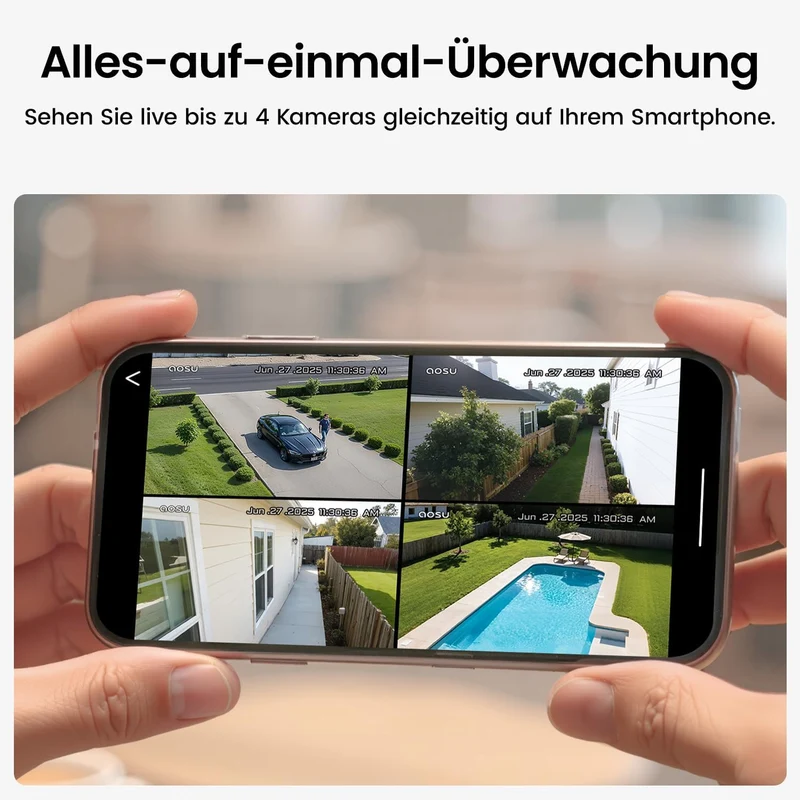 AOSU 2K 360 Grad Panorama Zusätzliche Kameras - Benötigt Homebase, Automatische Verfolgung, Farbe Na